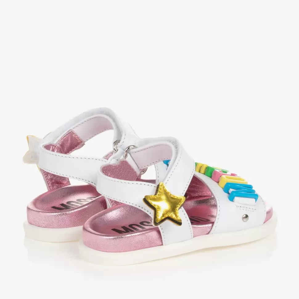 Moschino Kid-Teen Girls White Star Leather Sandals^ Sandals