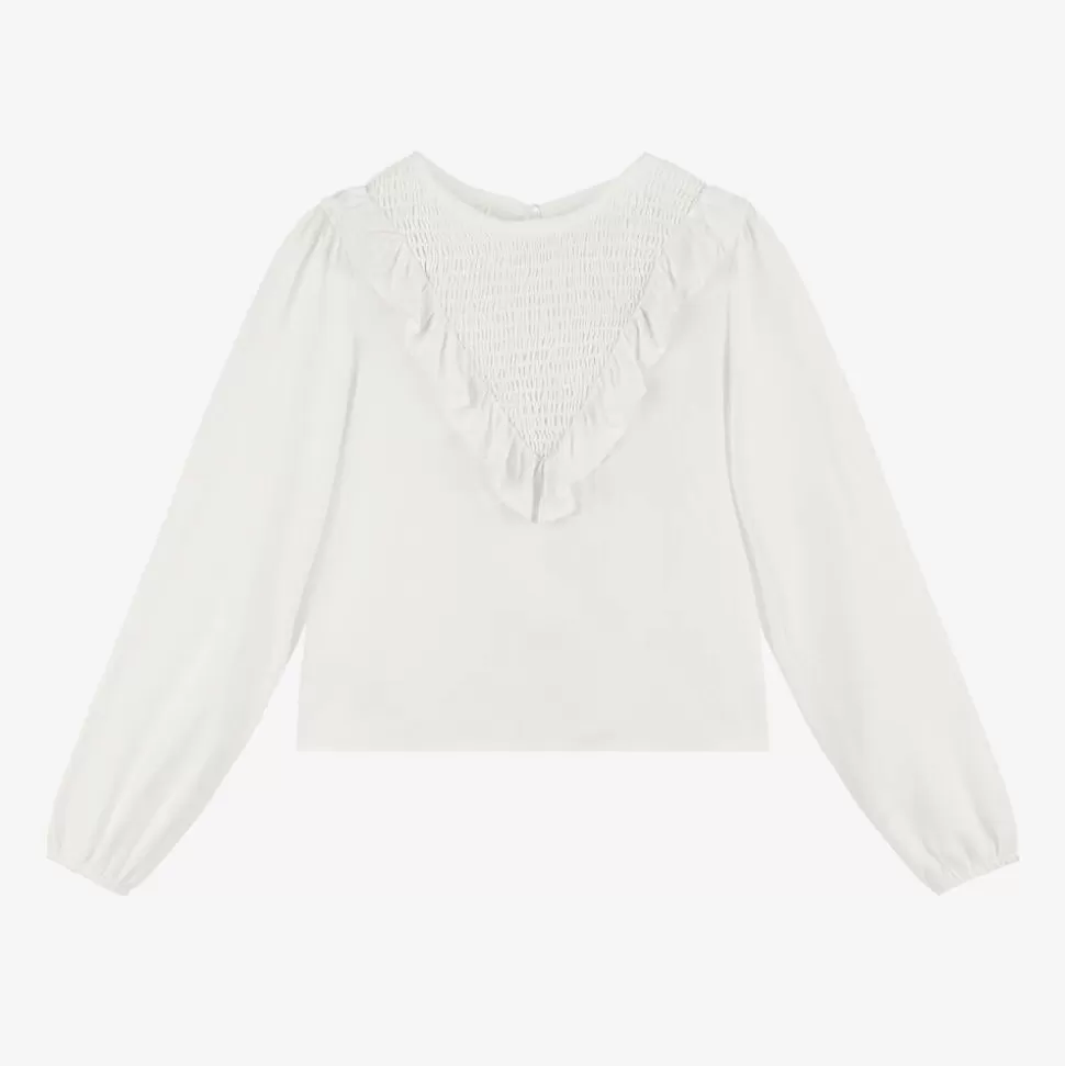 Mayoral Girls White Viscose Frill Blouse^ Tops