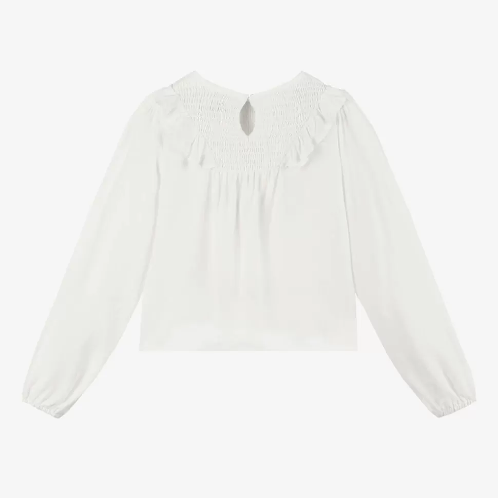 Mayoral Girls White Viscose Frill Blouse^ Tops