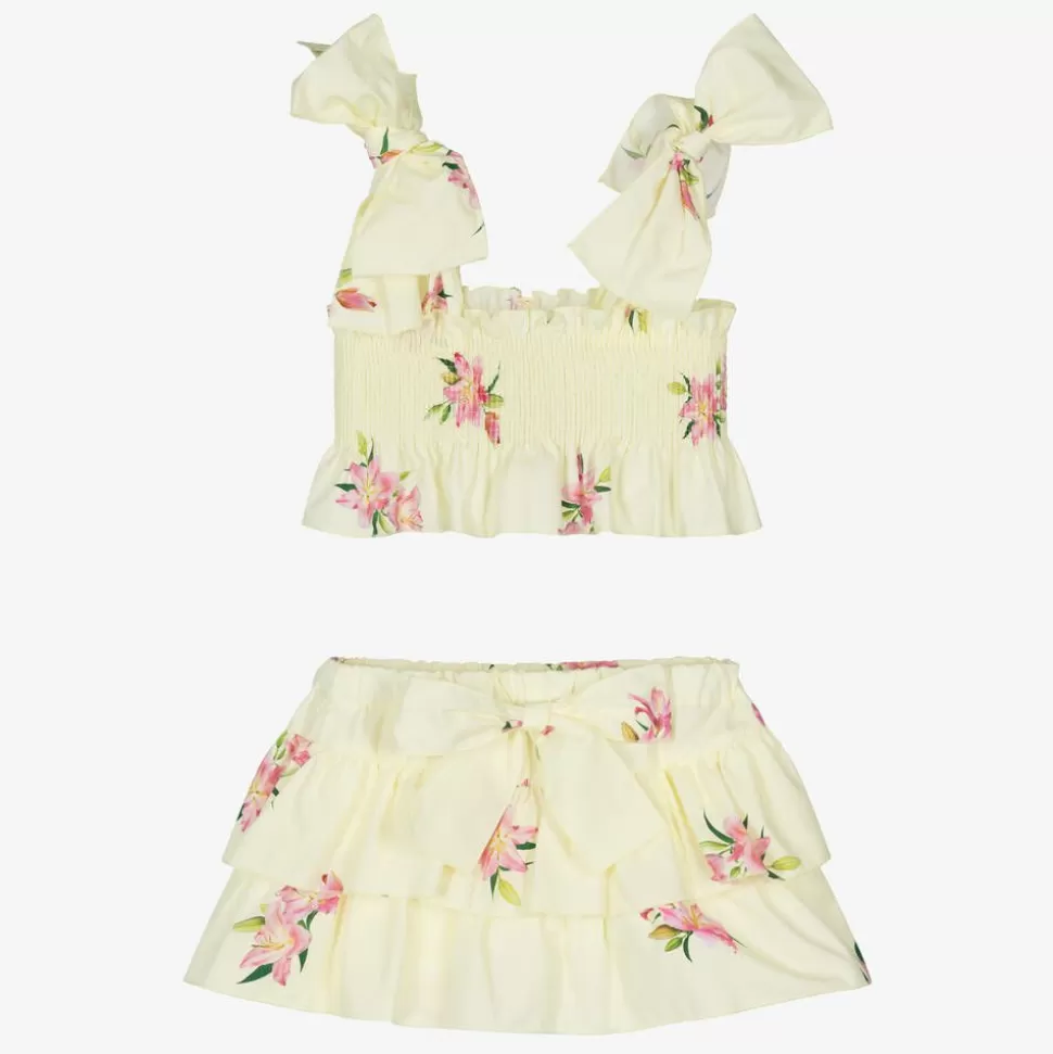 Phi Clothing Girls Yellow Cotton Skort Set^ Outfit Sets