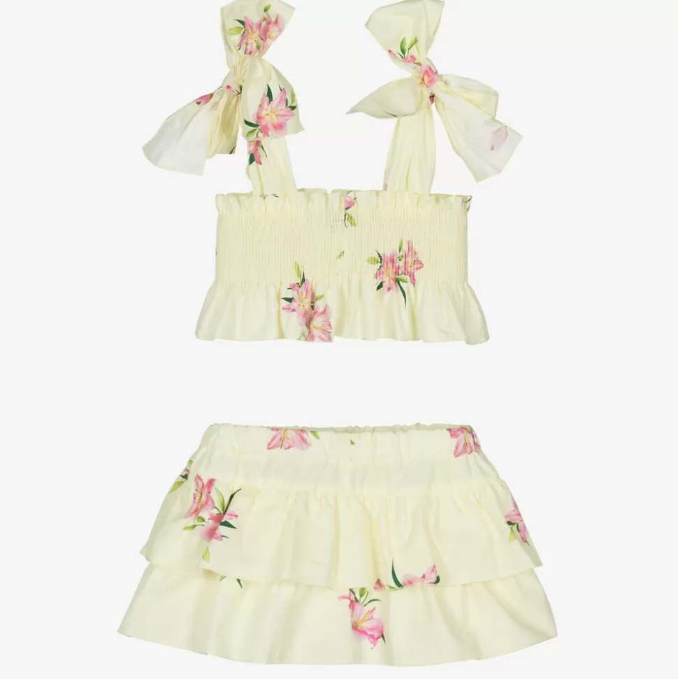 Phi Clothing Girls Yellow Cotton Skort Set^ Outfit Sets