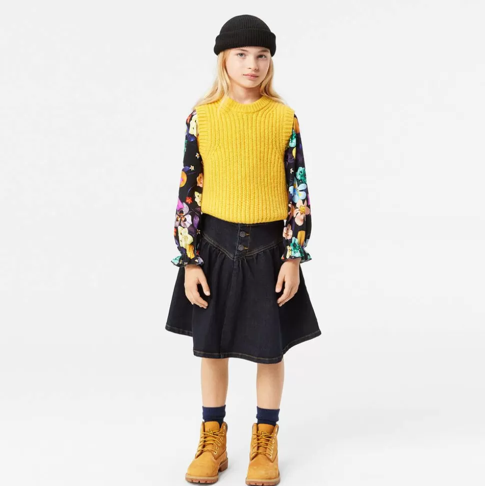 Molo Girls Yellow Knitted Wool Slipover^ Tops