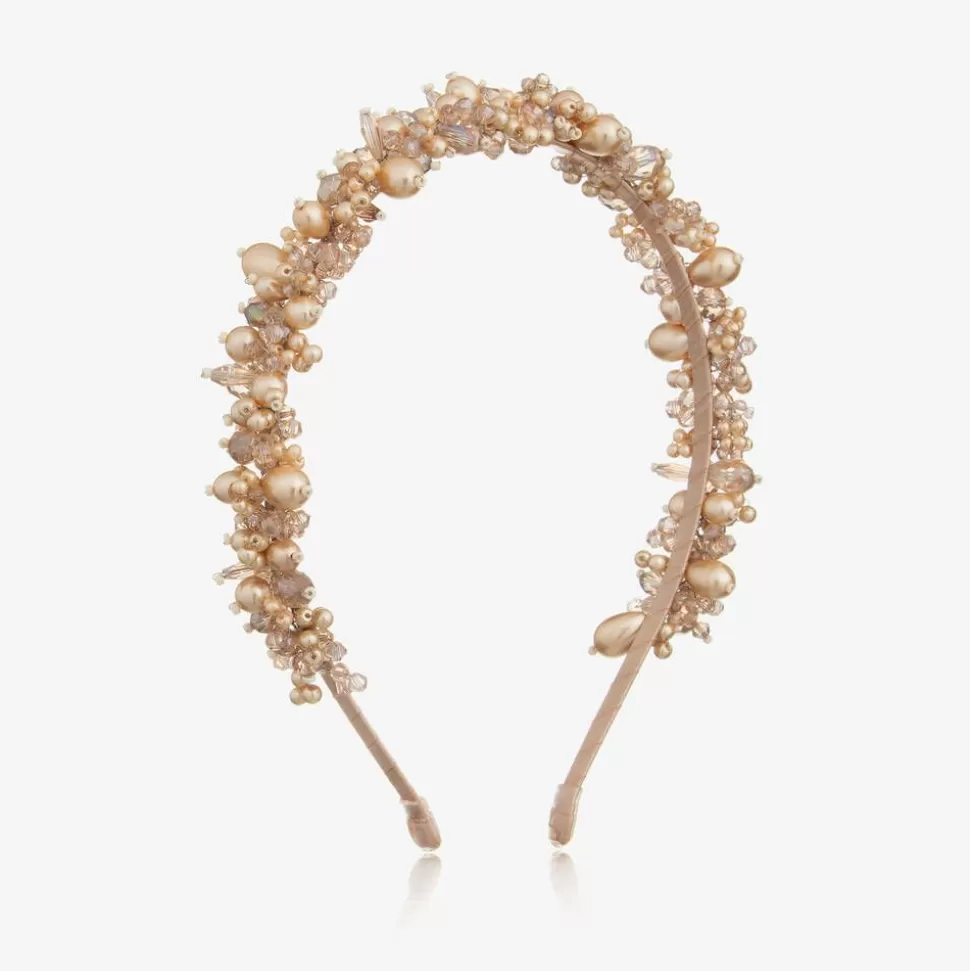 Sienna Likes To Party Gold Pearl & Crystal Hairband^ Hair Accessories