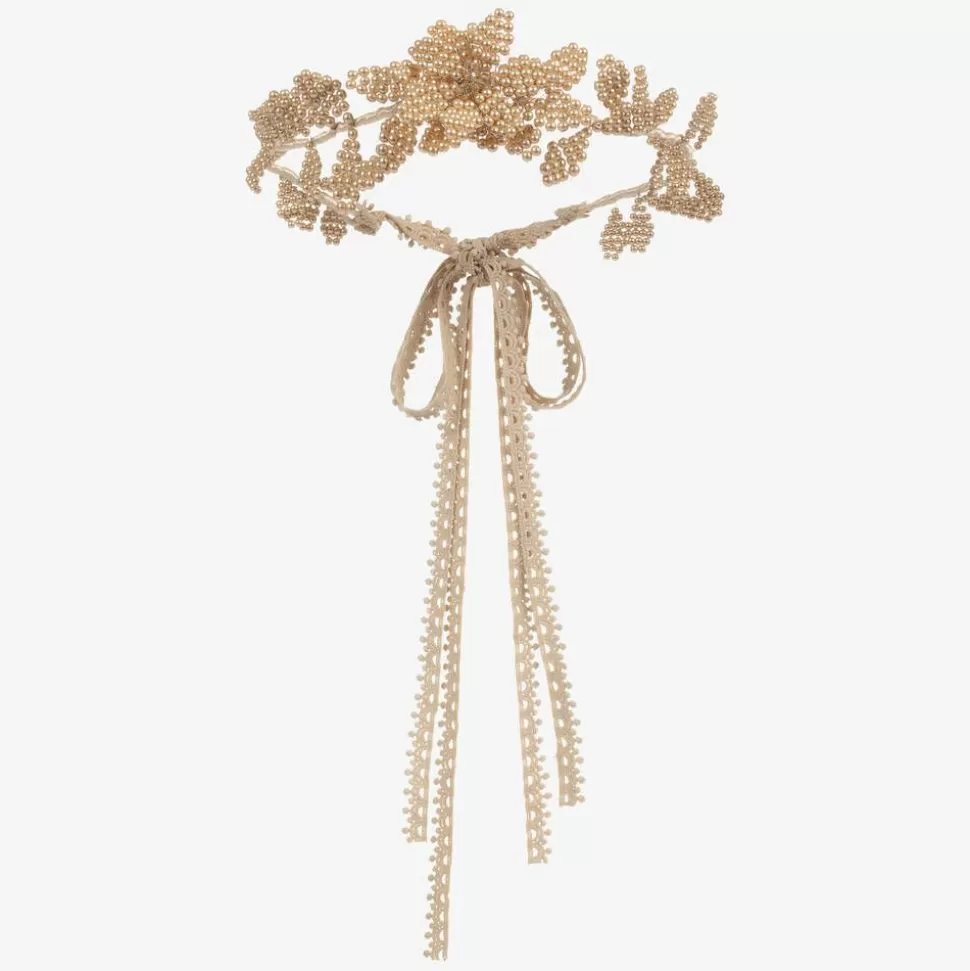 Sienna Likes To Party Gold Pearl Garland Headband^ Hair Accessories