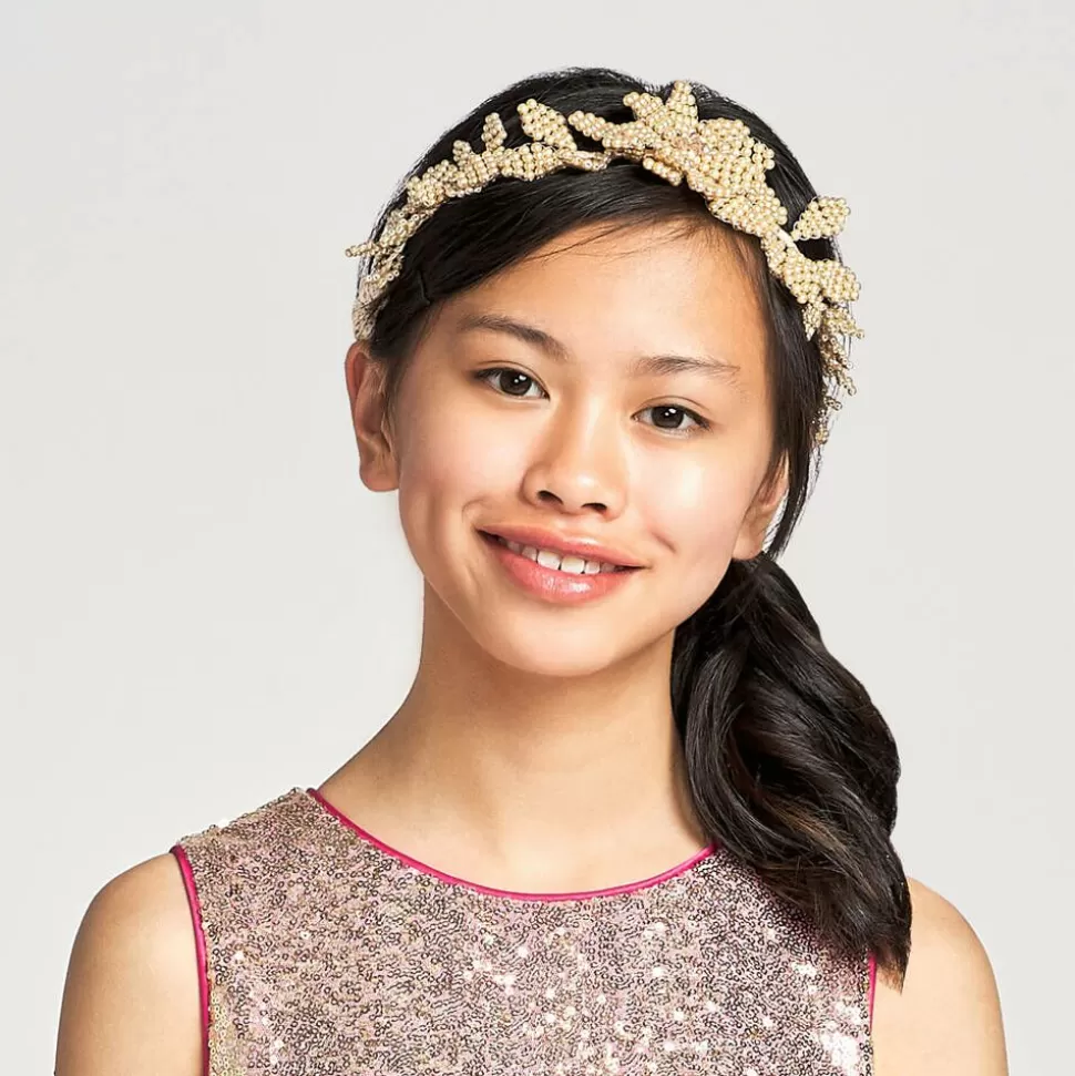Sienna Likes To Party Gold Pearl Garland Headband^ Hair Accessories