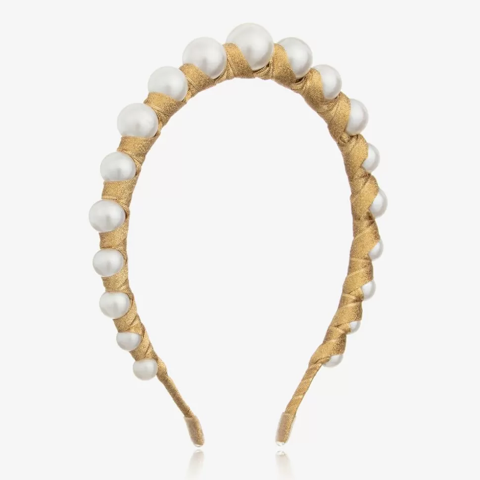 Sienna Likes To Party Gold Vida Pearl Hairband^ Hair Accessories