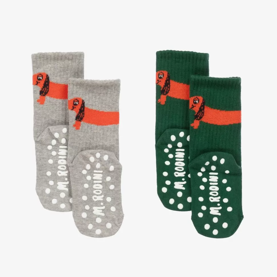 Mini Rodini Green & Grey Cotton Anti-Slip Socks (2 Pack)^BOY Socks