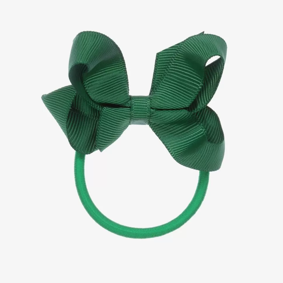 Peach Ribbons Green Bow Hair Elastic (7cm)^ Hair Accessories