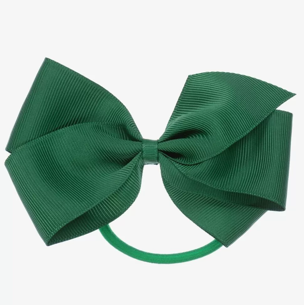 Peach Ribbons Green Bow Hair Elastic (12cm)^ Hair Accessories