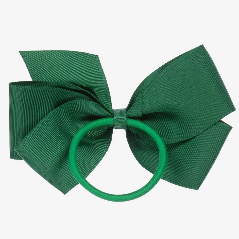 Peach Ribbons Green Bow Hair Elastic (12cm)^ Hair Accessories