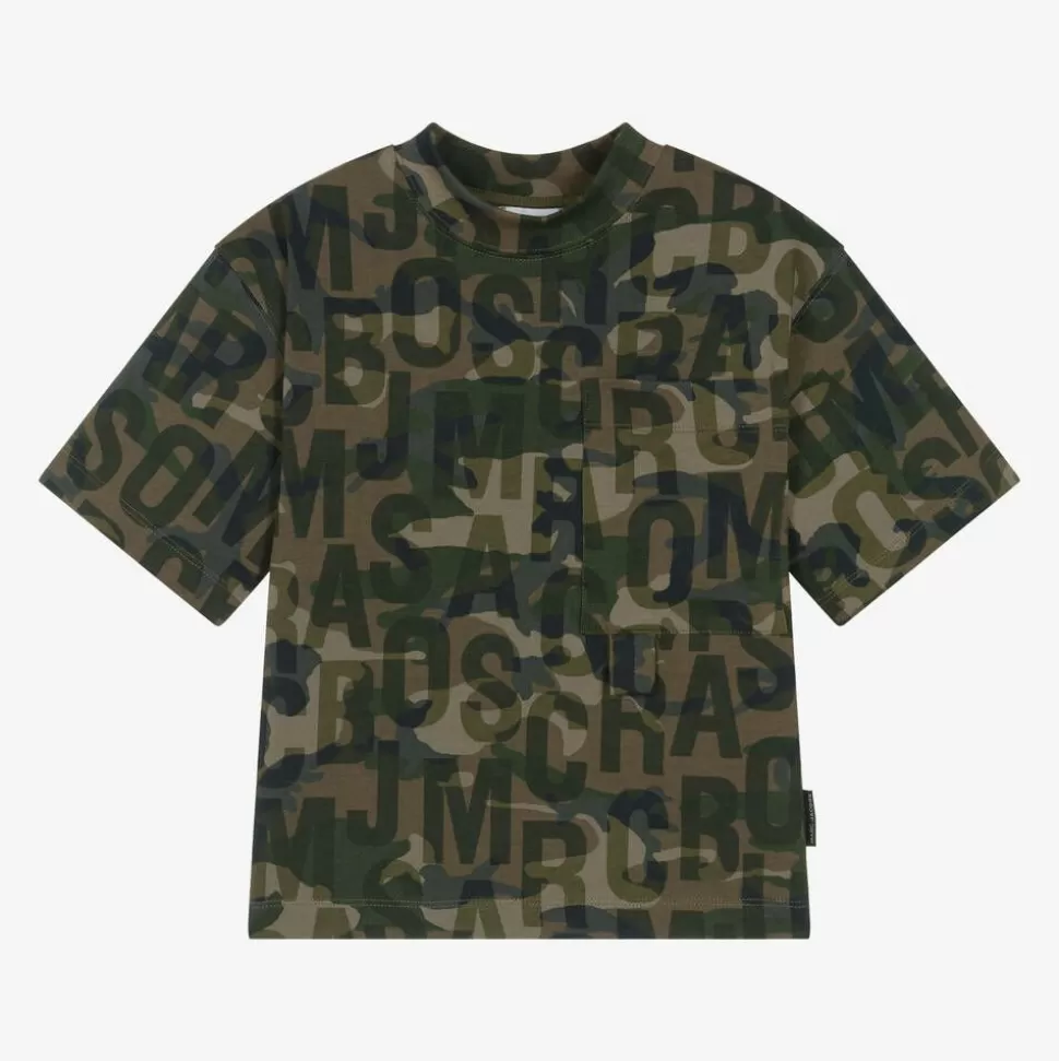MARC JACOBS Green Jumbled Logo Cotton T-Shirt^BOY Tops