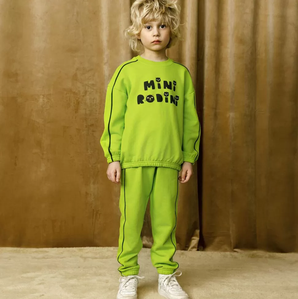Mini Rodini Green Organic Cotton Cats Joggers^BOY Trousers | Trousers