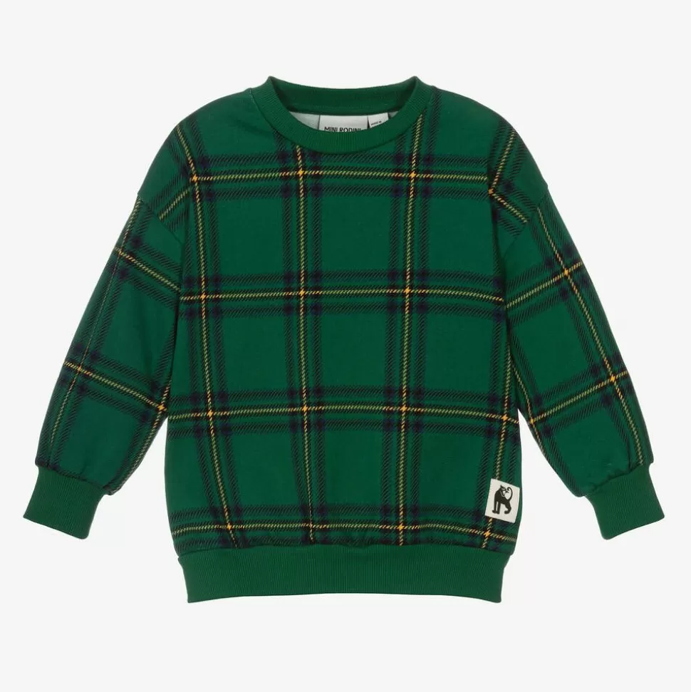 Mini Rodini Green Organic Cotton Checked Sweatshirt^BOY Tops
