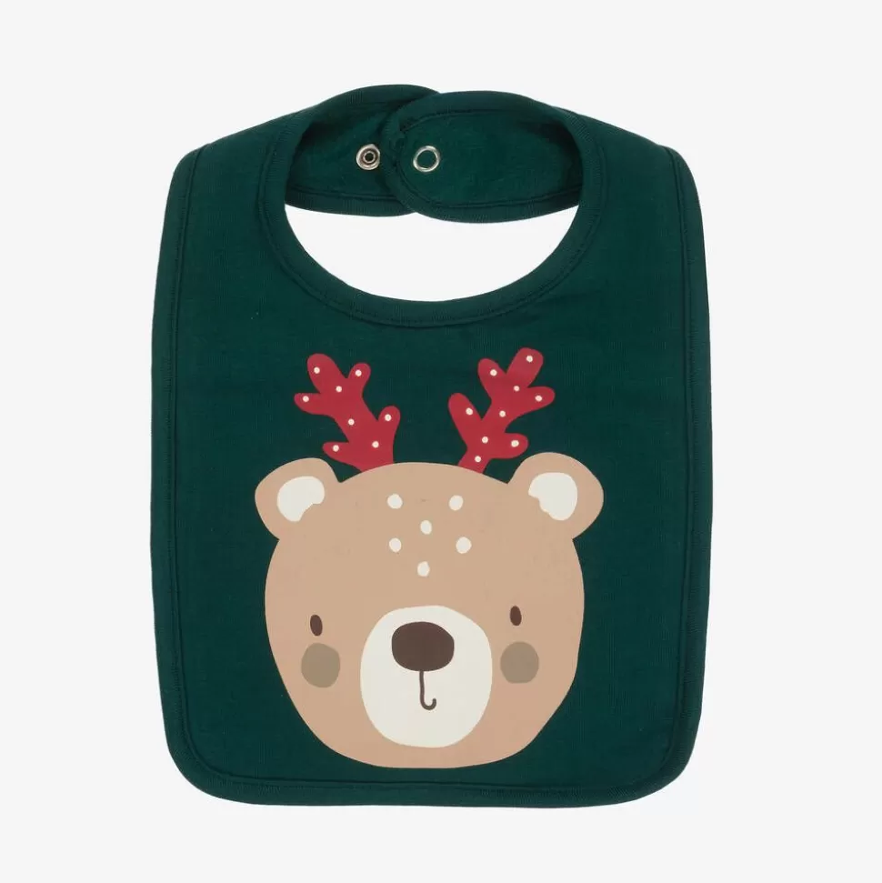 NAME IT Green Organic Cotton Festive Motif Bib^ Feeding Accessories
