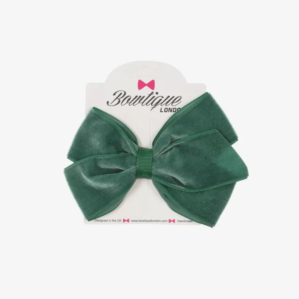 Bowtique London Green Velvet Bow Hair Clip (11cm)^ Hair Accessories