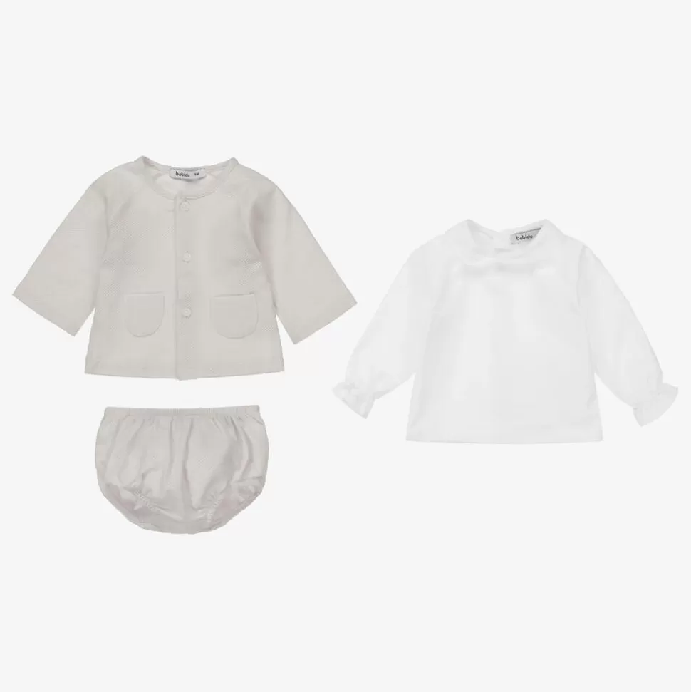Babidu Grey & White Shorts Set^ Outfit Sets