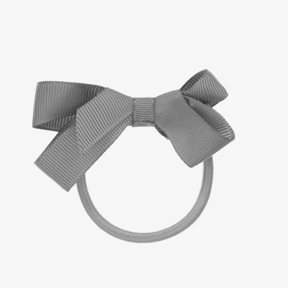 Peach Ribbons Grey Bow Hair Elastic (7cm)^ Hair Accessories