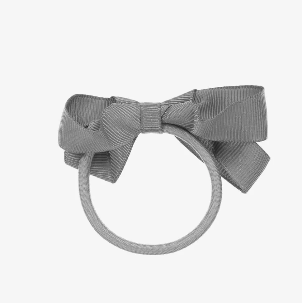 Peach Ribbons Grey Bow Hair Elastic (7cm)^ Hair Accessories