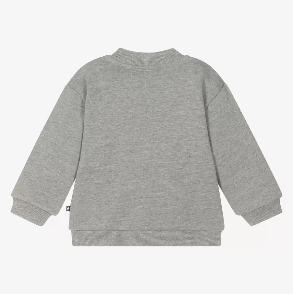 Molo Grey Cotton Bear Zip-Up Top^ Tops
