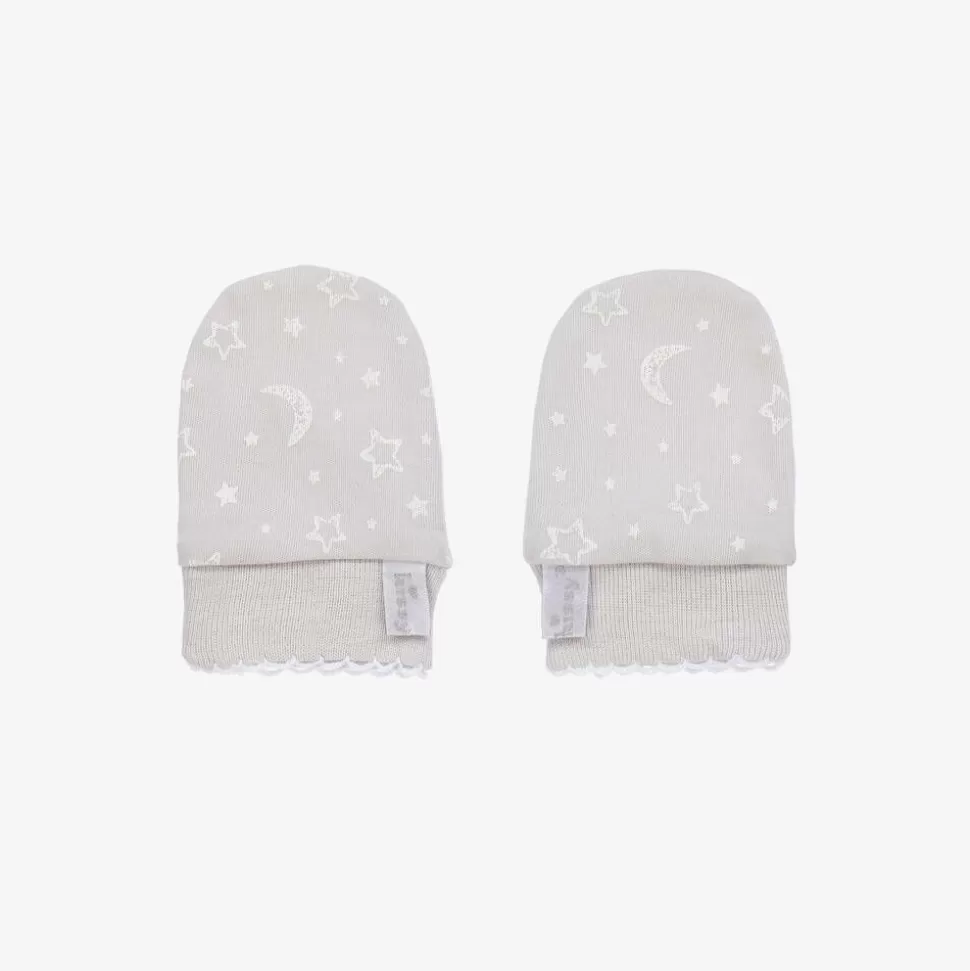 Kissy Kissy Grey Cotton Crescent Moonlight Scratch Mittens^ Gifts | Gloves & Mittens