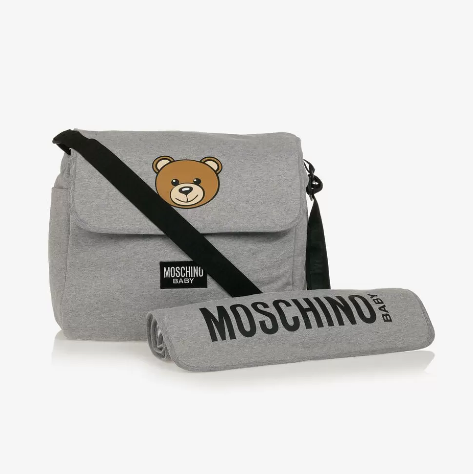 Moschino Baby Grey Cotton Teddy Bear Changing Bag (49cm)^ Gifts