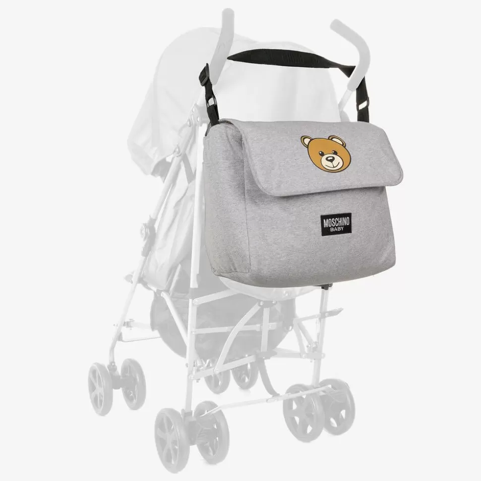 Moschino Baby Grey Cotton Teddy Bear Changing Bag (49cm)^ Gifts