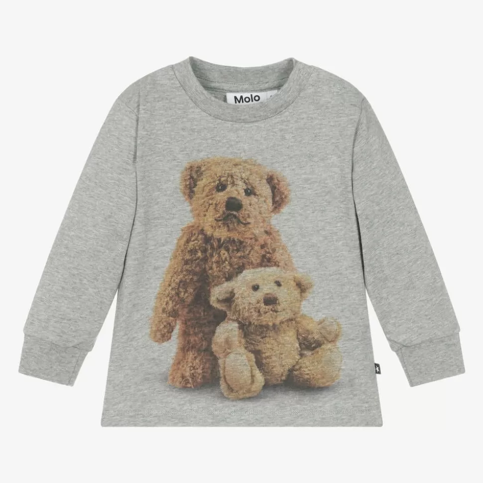 Molo Grey Cotton Teddy Bear Top^ Tops