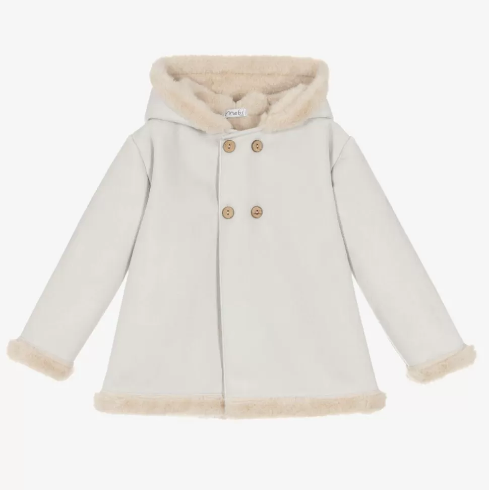 Mebi Grey Faux Suede Hooded Coat^ Coats & Jackets