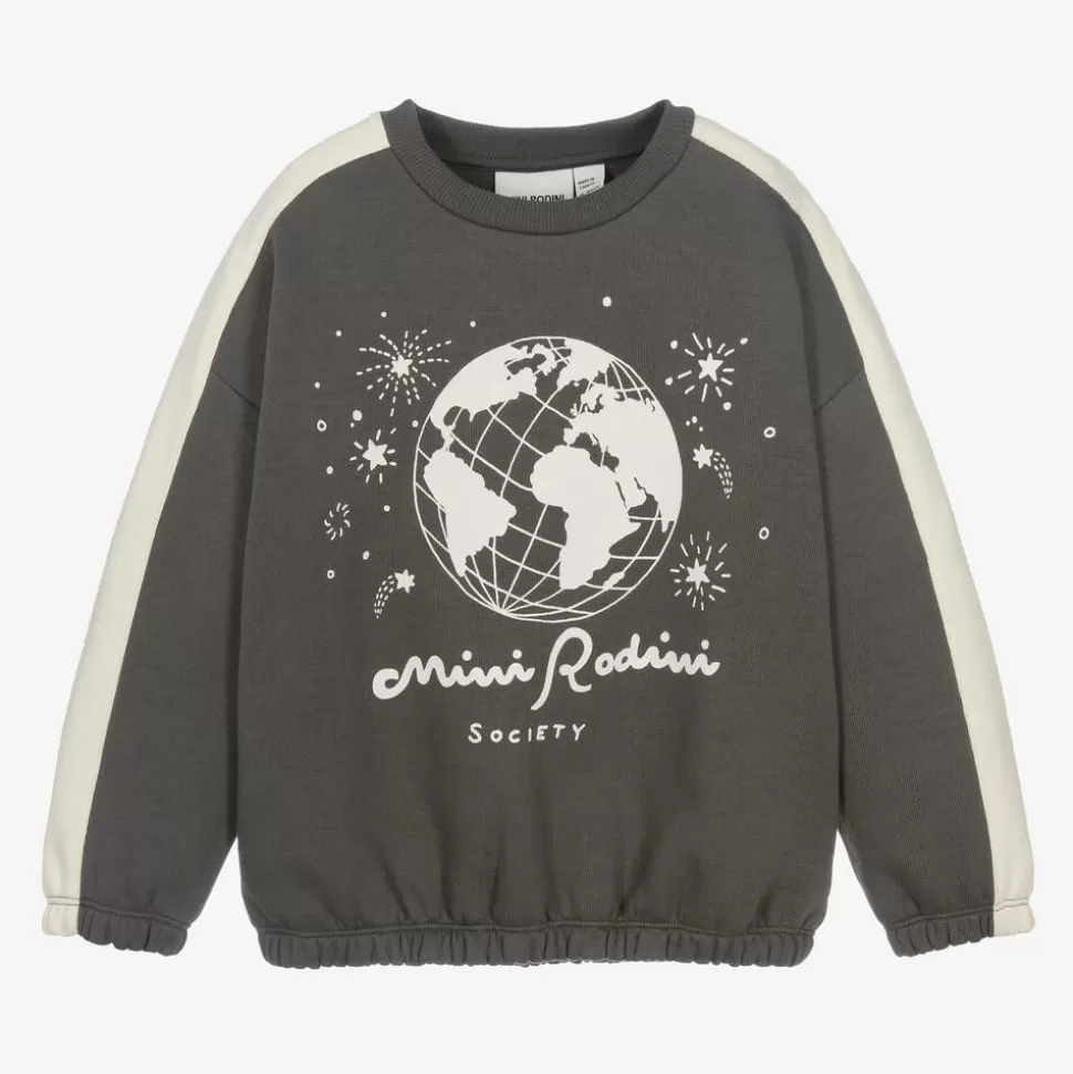 Mini Rodini Grey Graphic Organic Cotton Sweatshirt^BOY Tops