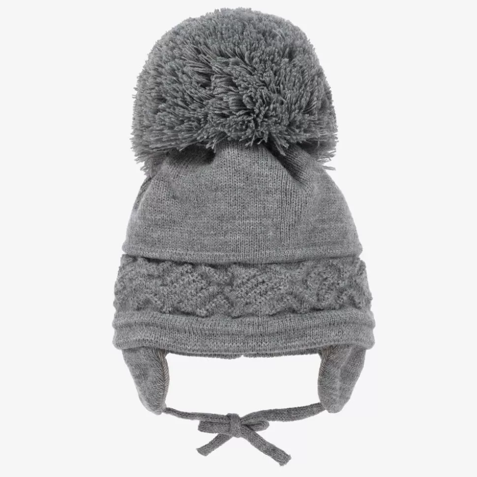 Sätila of Sweden Grey Malva Knitted Giant Pom-Pom Beanie^ Hats