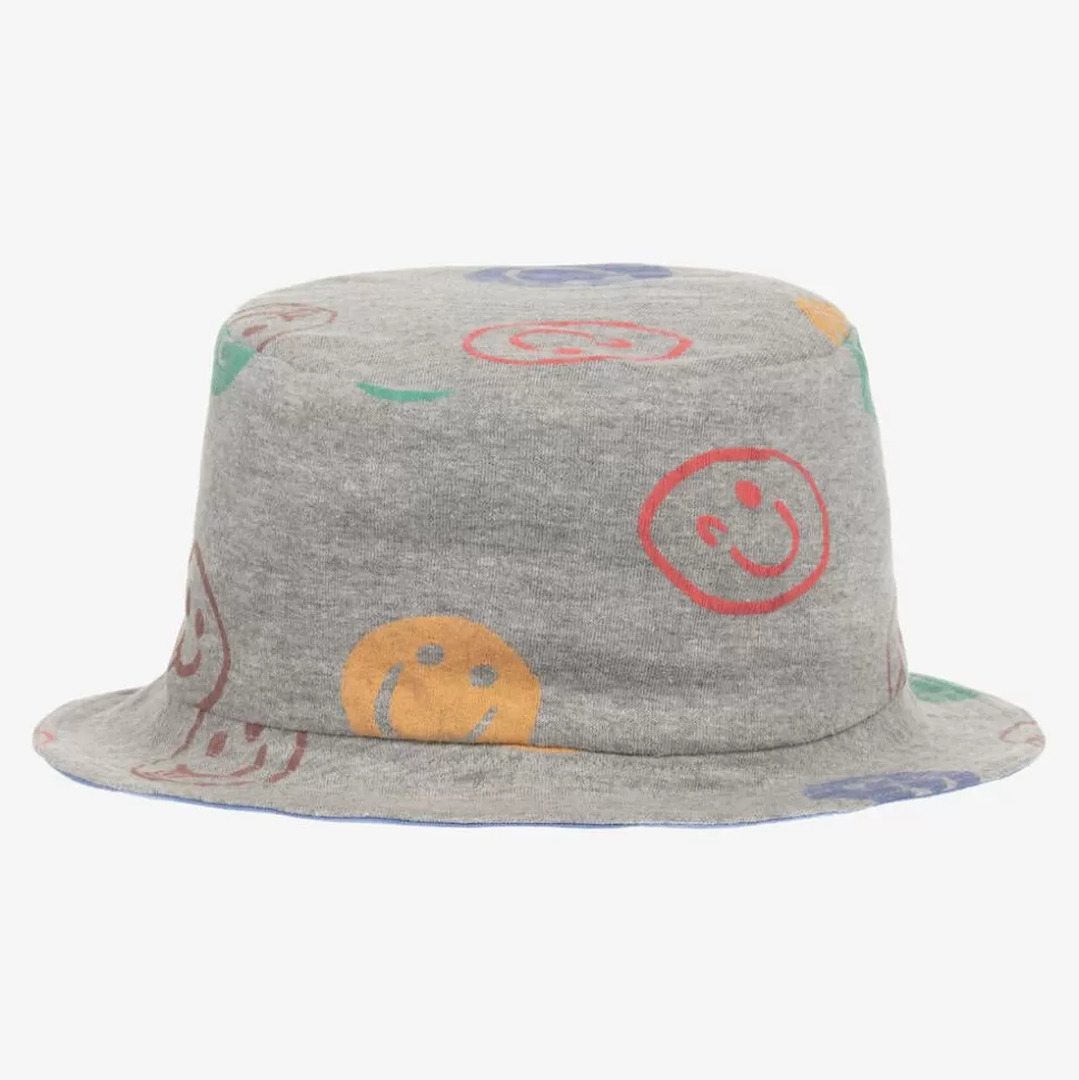 Joyday Grey Marl Cotton Happy Faces Bucket Hat^ Hats