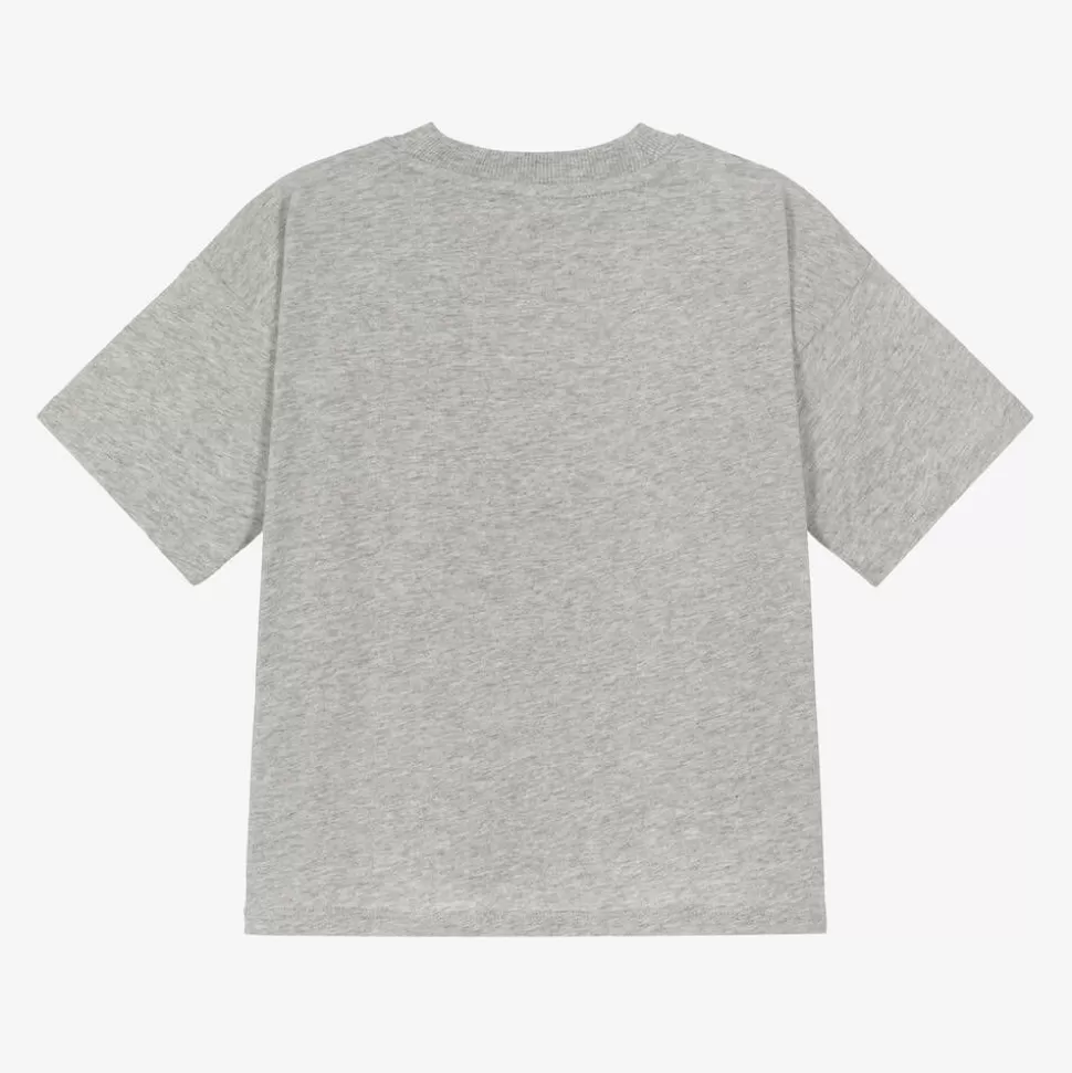Mini Rodini Grey Marl Organic Cotton Cat Print T-Shirt^BOY Tops