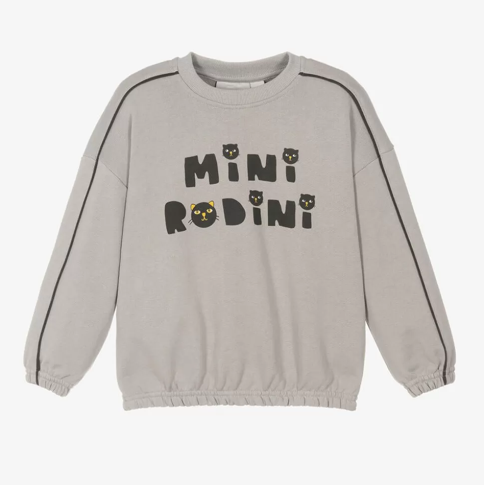 Mini Rodini Grey Organic Cotton Cats Sweatshirt^ Tops