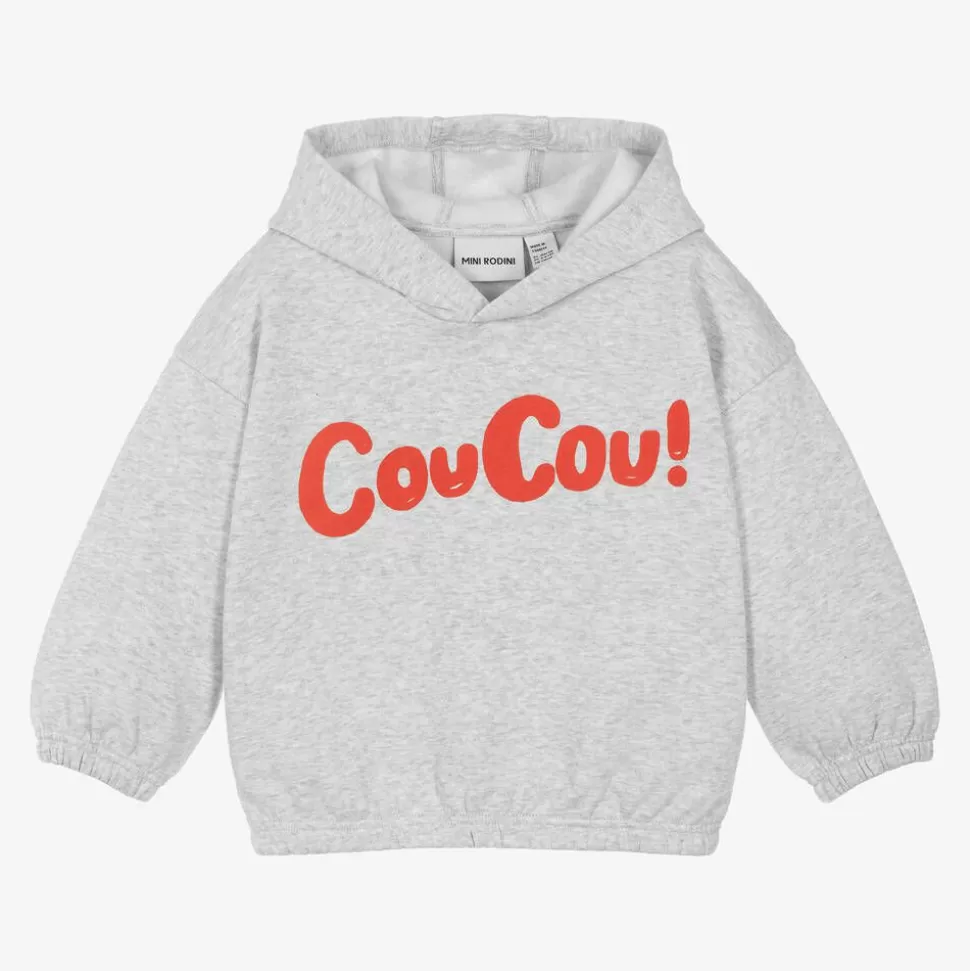Mini Rodini Grey Organic Cotton CouCou Print Hoodie^BOY Tops
