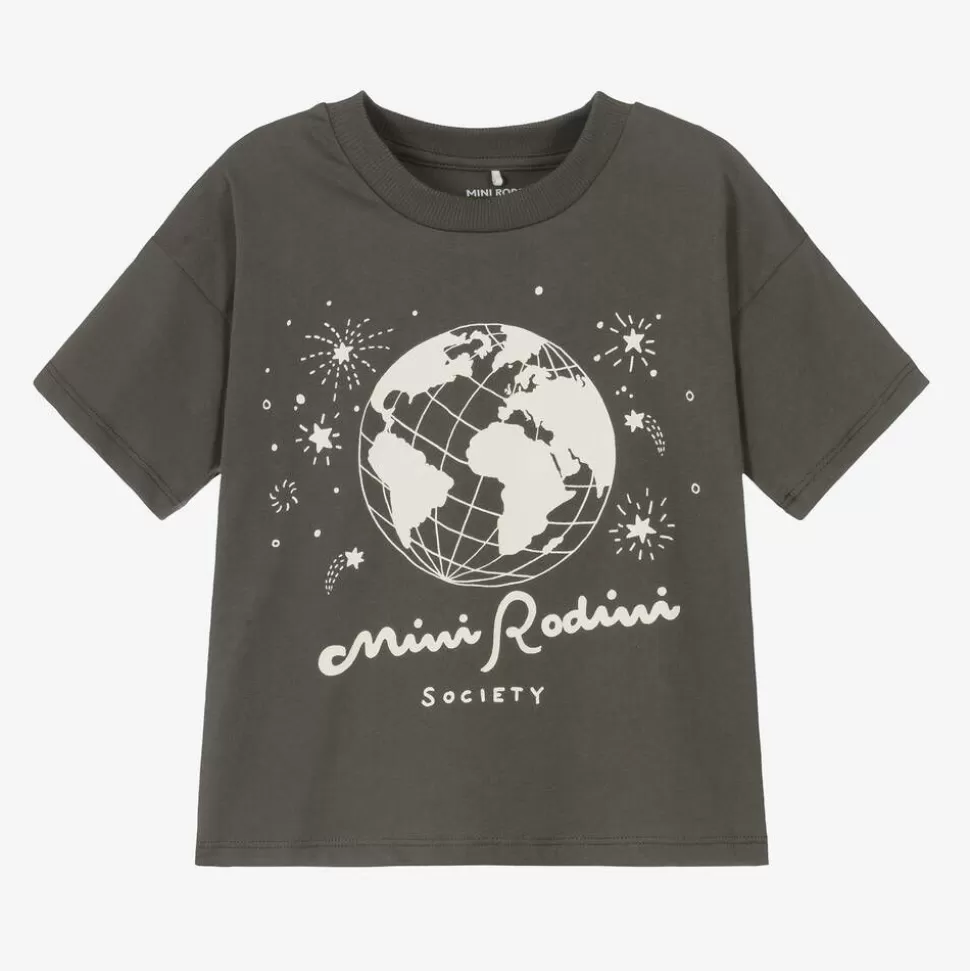 Mini Rodini Grey Organic Cotton Graphic T-Shirt^BOY Tops