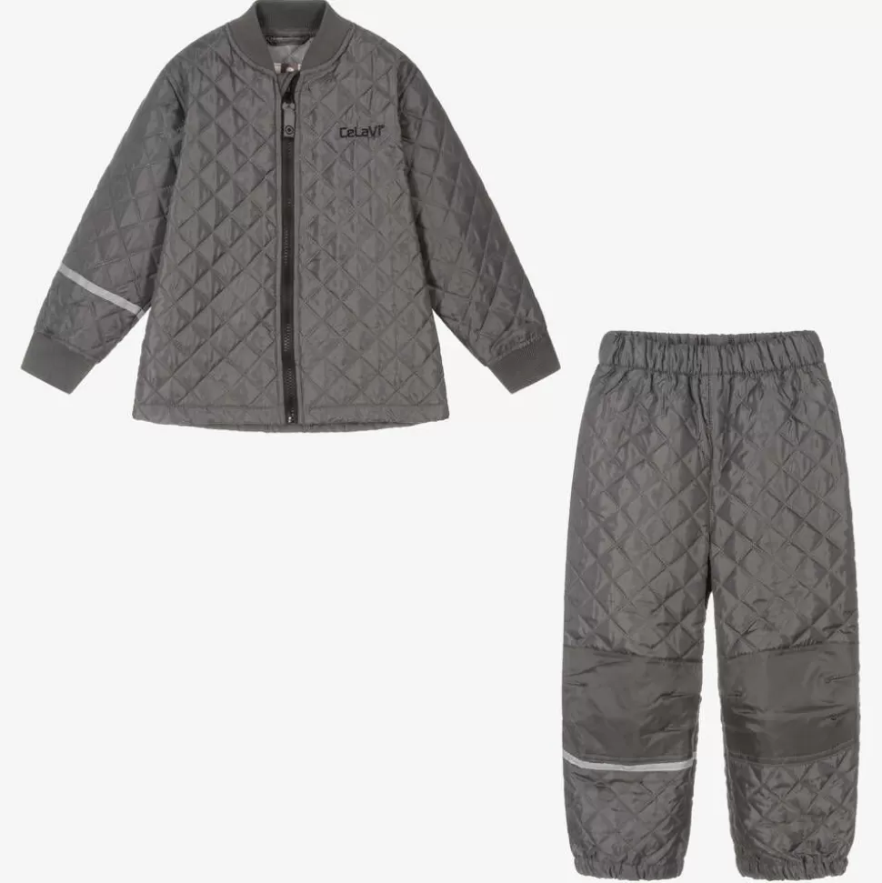 CeLaVi Grey Quilted Jacket & Trouser Set^BOY Coats & Jackets | Coats & Jackets