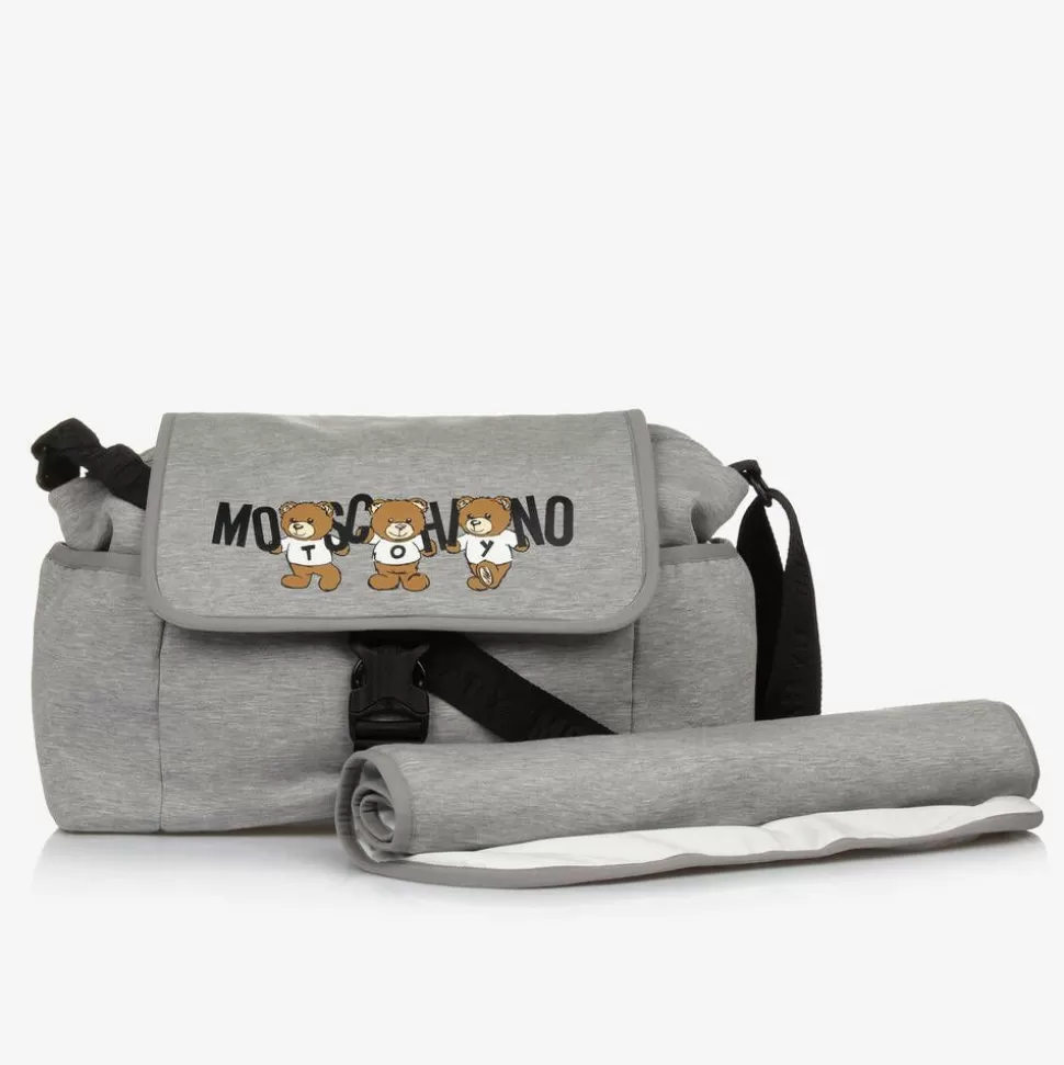 Moschino Baby Grey Teddy Bear Logo Changing Bag (30cm)^ Bags