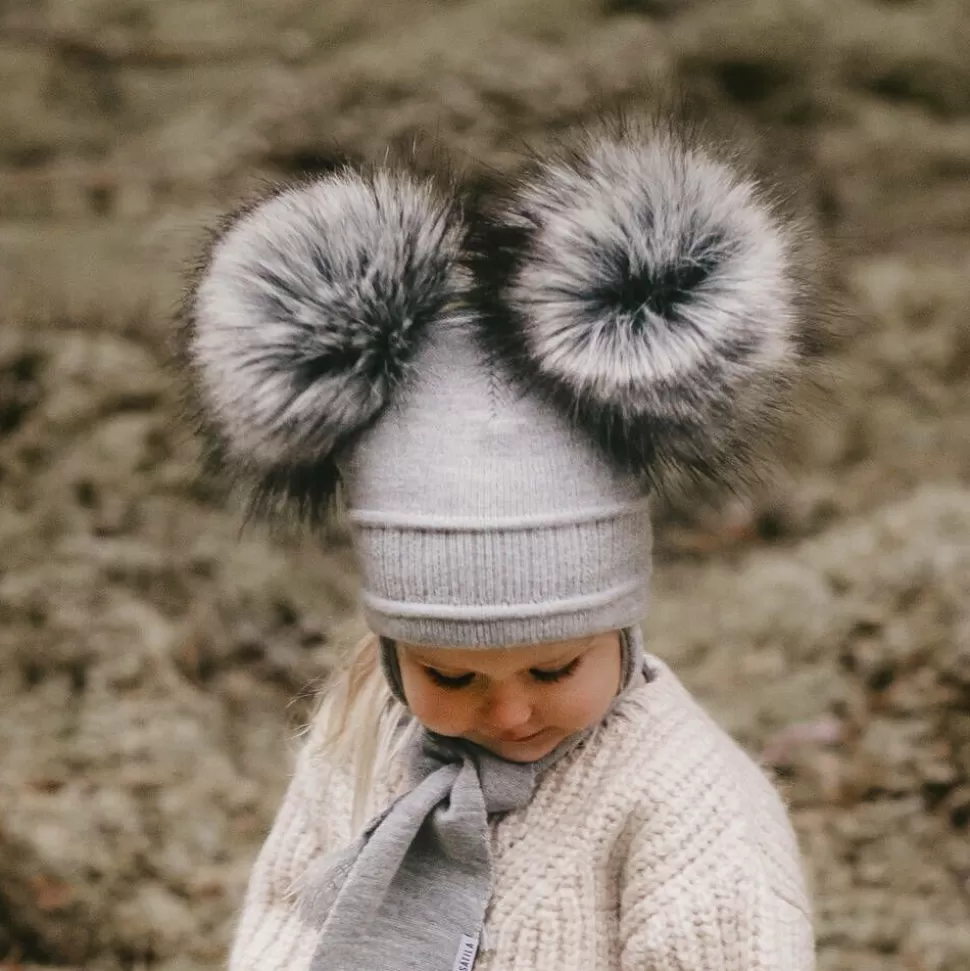 Sätila of Sweden Grey Tindra Double Pom-Pom Hat^ Hats