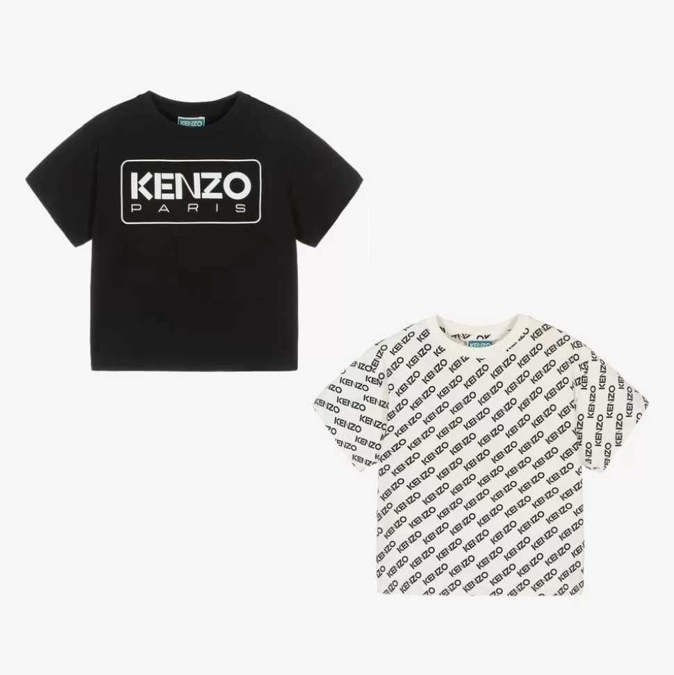 KENZO KIDS Ivory & Black Cotton T-Shirts (2 Pack)^BOY Tops | Tops