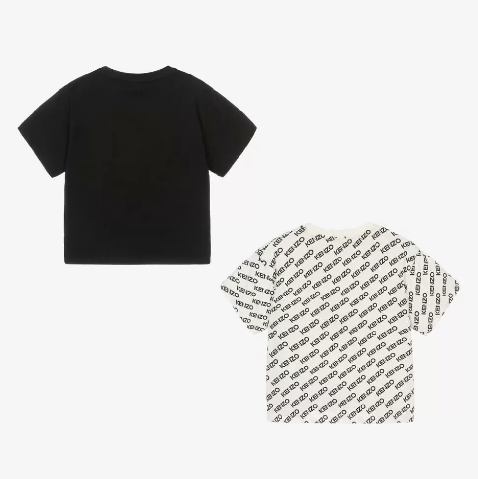 KENZO KIDS Ivory & Black Cotton T-Shirts (2 Pack)^BOY Tops | Tops