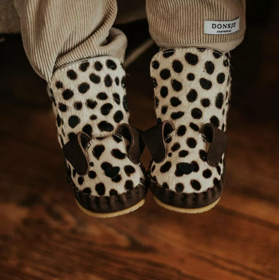 Donsje Ivory & Brown Leather Dalmation Pre-Walkers^ Pre Walkers | Pre Walkers