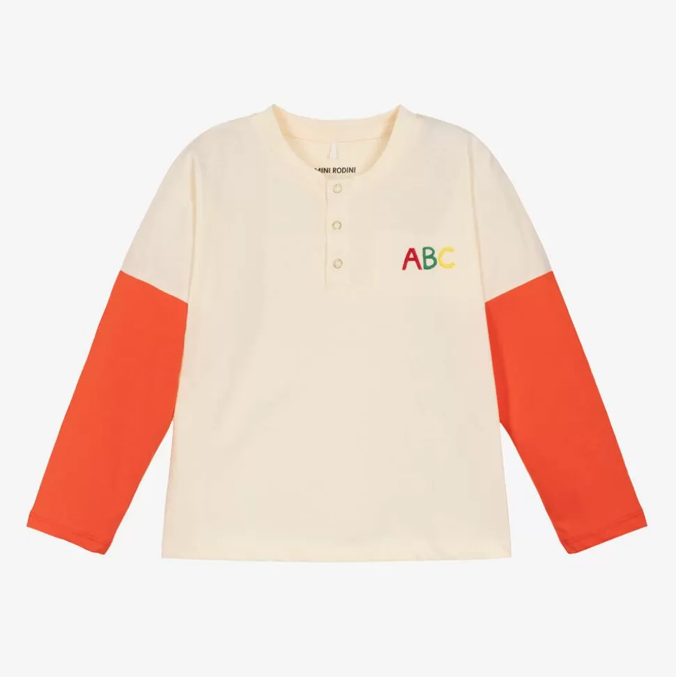 Mini Rodini Ivory & Orange Organic Cotton Top^BOY Tops