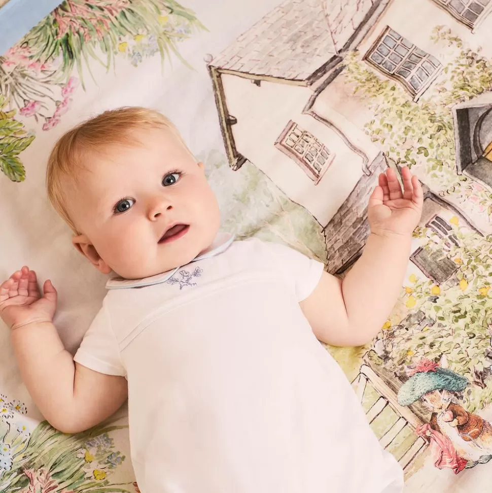 Peter Rabbit™ by Childrensalon Ivory & Blue Cotton Swaddle (100cm)^ Sleeping Accessories