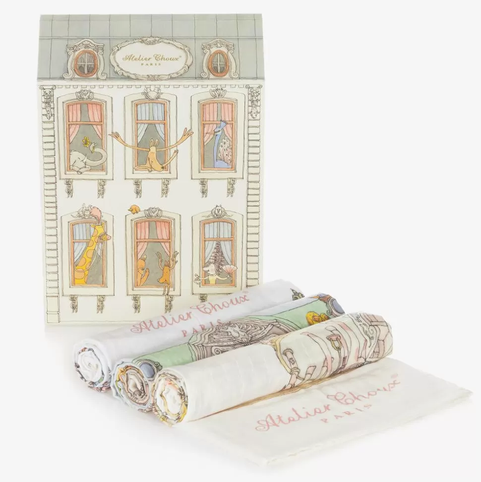 Atelier Choux Paris Ivory & Pink Organic Cotton Swaddles (3 Pack)^ Gifts | Sleeping Accessories
