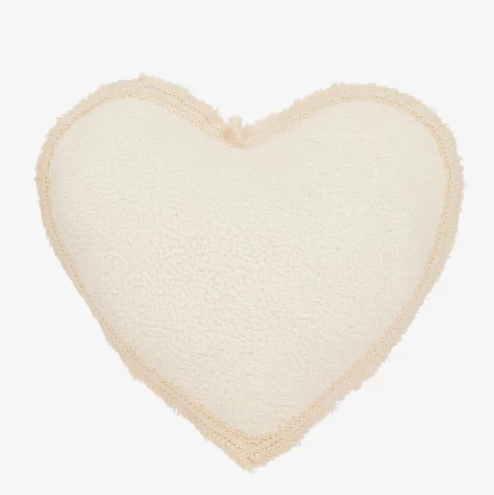 Jamiks Ivory Bouclé Heart Pillow (48cm)^ Gifts | Nursery Accessories