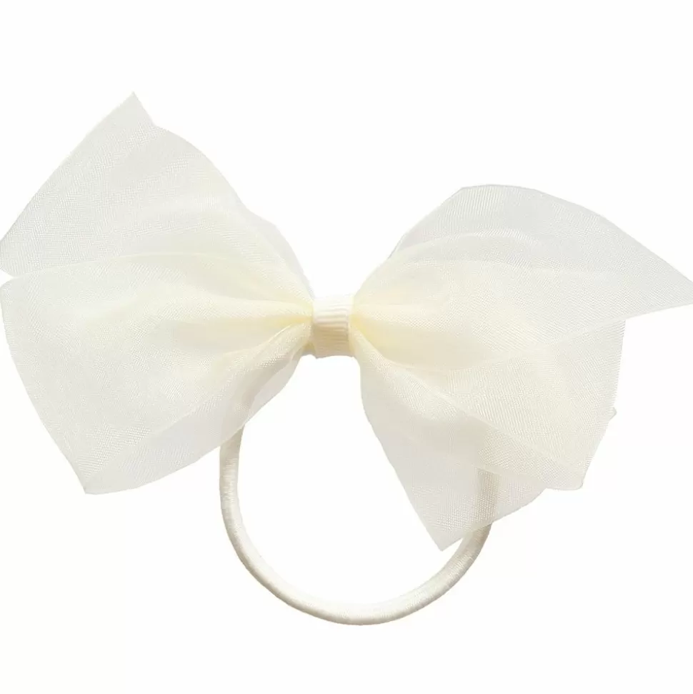 Peach Ribbons Ivory Bow Hair Elastic (12cm)^ Hair Accessories