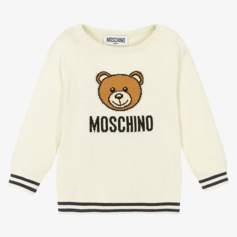 Moschino Baby Ivory Cotton & Wool Sweater^ Tops