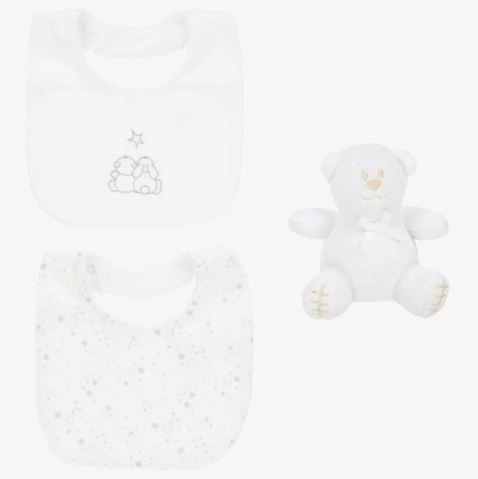 Emile et Rose Ivory Cotton Baby Bibs & Bear Gift Set^ Gifts