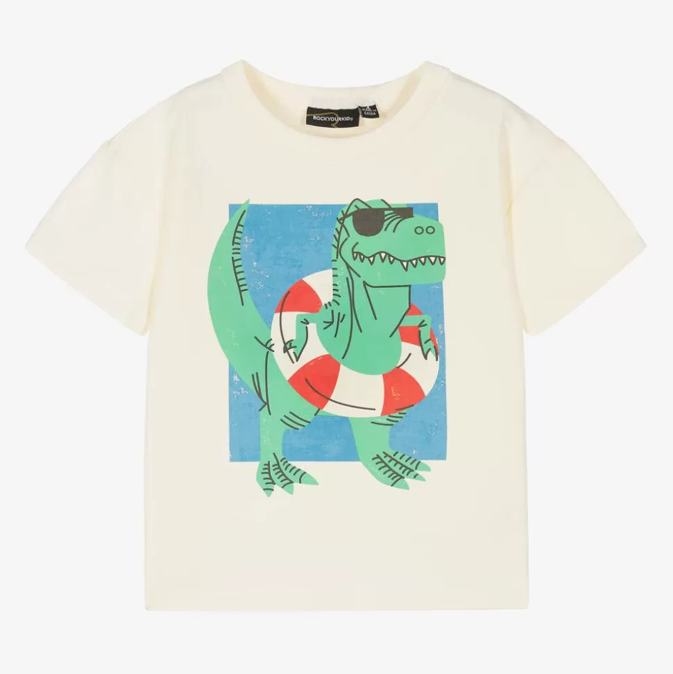 Rock Your Baby Ivory Cotton Dinosaur T-Shirt^BOY Tops | Tops