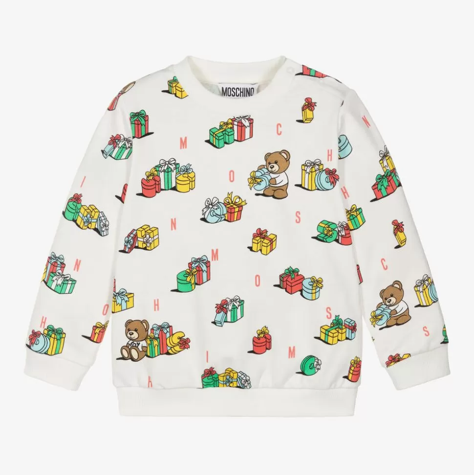 Moschino Baby Ivory Cotton Festive Gifts Sweatshirt^ Tops